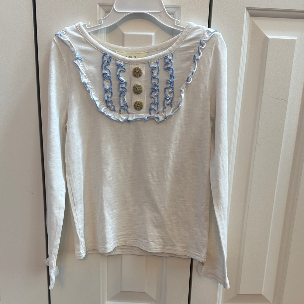 Matilda Jane White Top with Blue Accents
